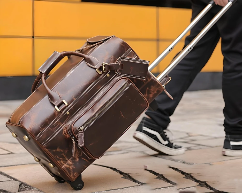 leather rolling carry on luggage